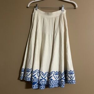 Diesel White Cream Skirt with Blue Embroidery